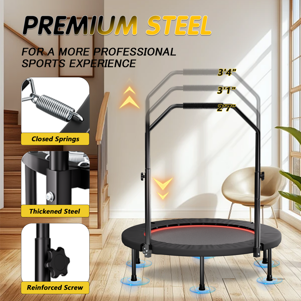 40 Inch Foldable Trampoline with Adjustable Handle - Standard Spring