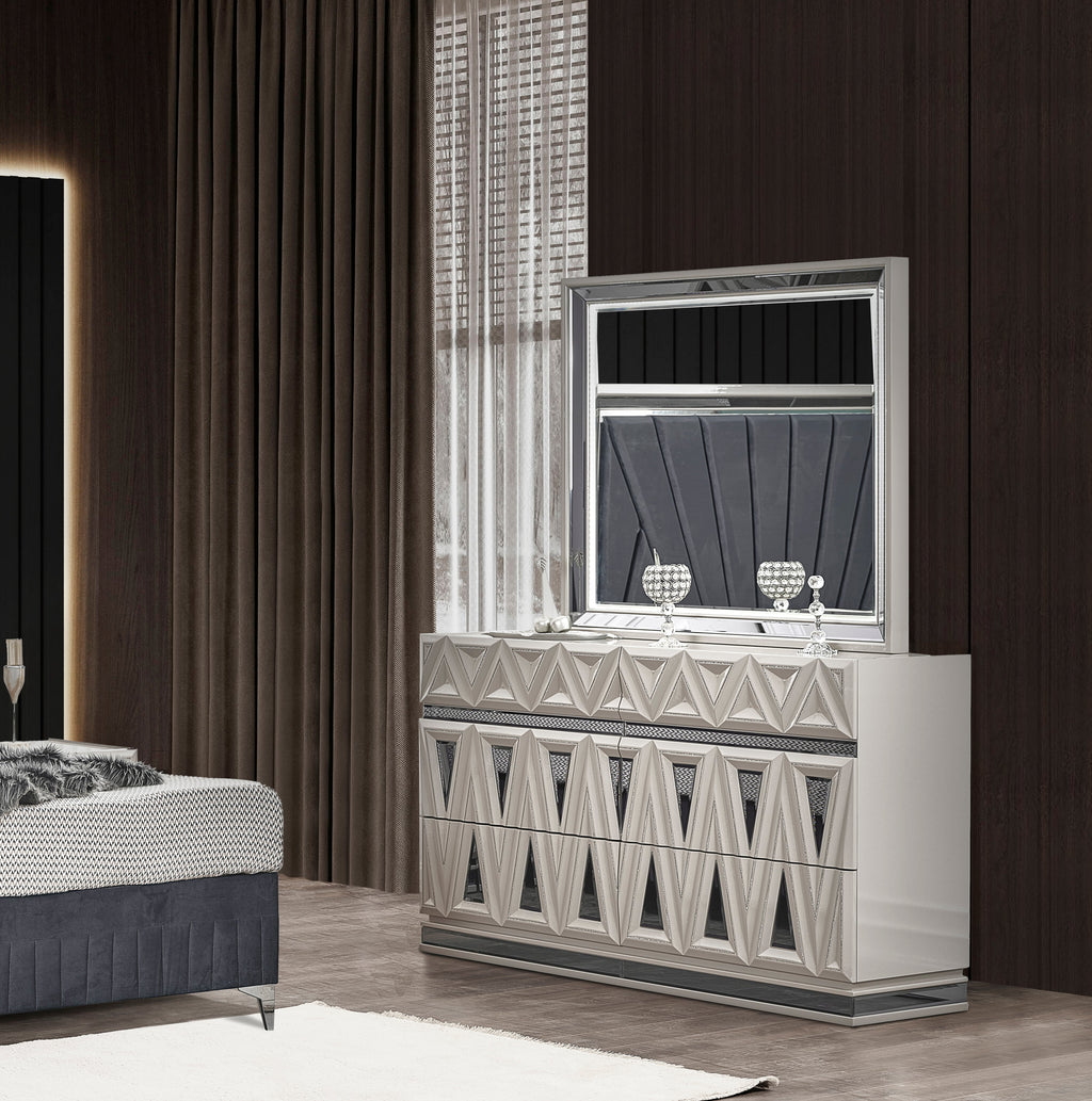 Modern 6-Drawer Dresser with Soft-Closing Drawers - High Gloss Lacquer