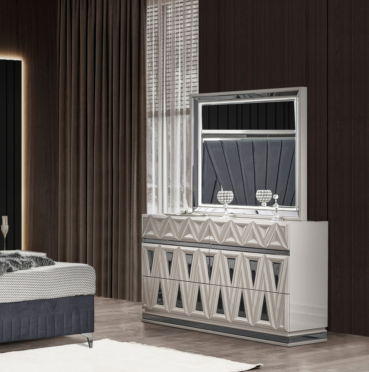 Modern 6-Drawer Dresser with Soft-Closing Drawers - High Gloss Lacquer