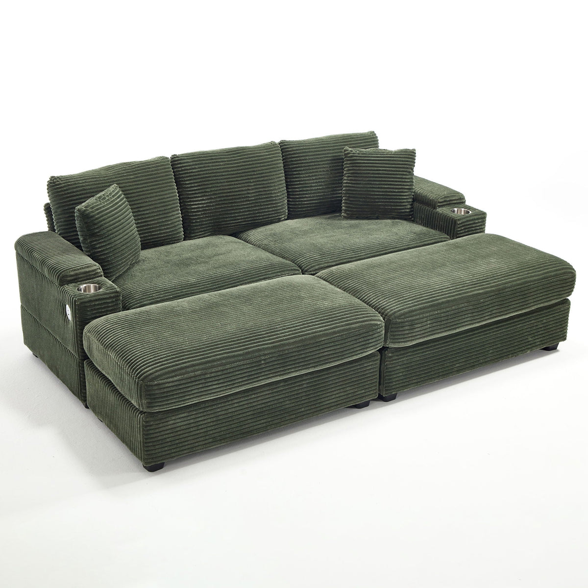 Convertible Sectional Sofa Bed Set with Storage and USB Port - Green