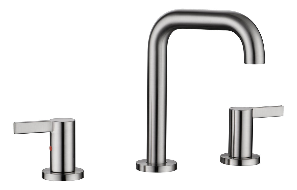 Brushed Nickel Bathroom Faucet with Two Handles & Pop Up Drain - Supply Lines Included