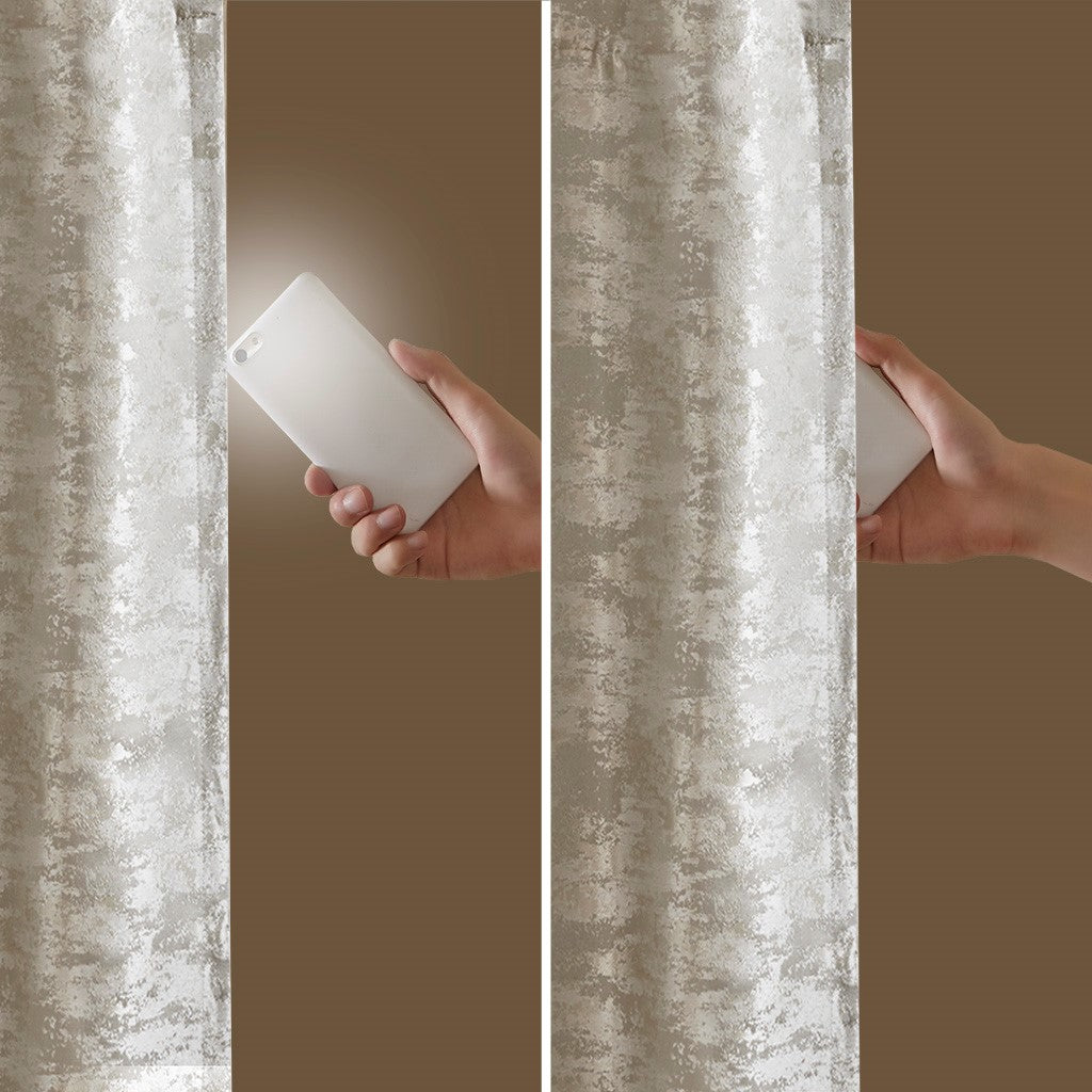 Jacquard Lined Total Blackout Curtain Panel with Rod Pocket – Grey/Silver