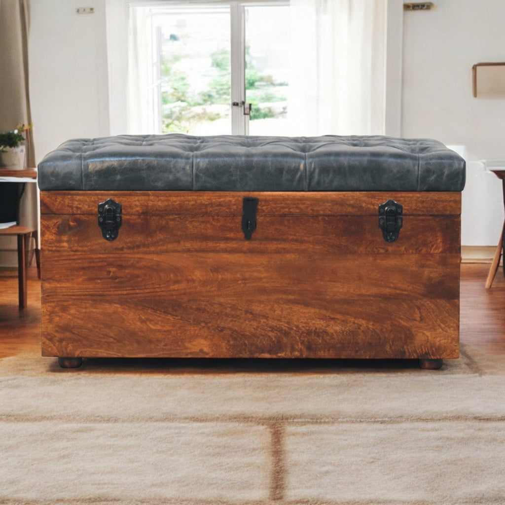 Solid Wood Storage Bench with Ample Storage - California Walnut