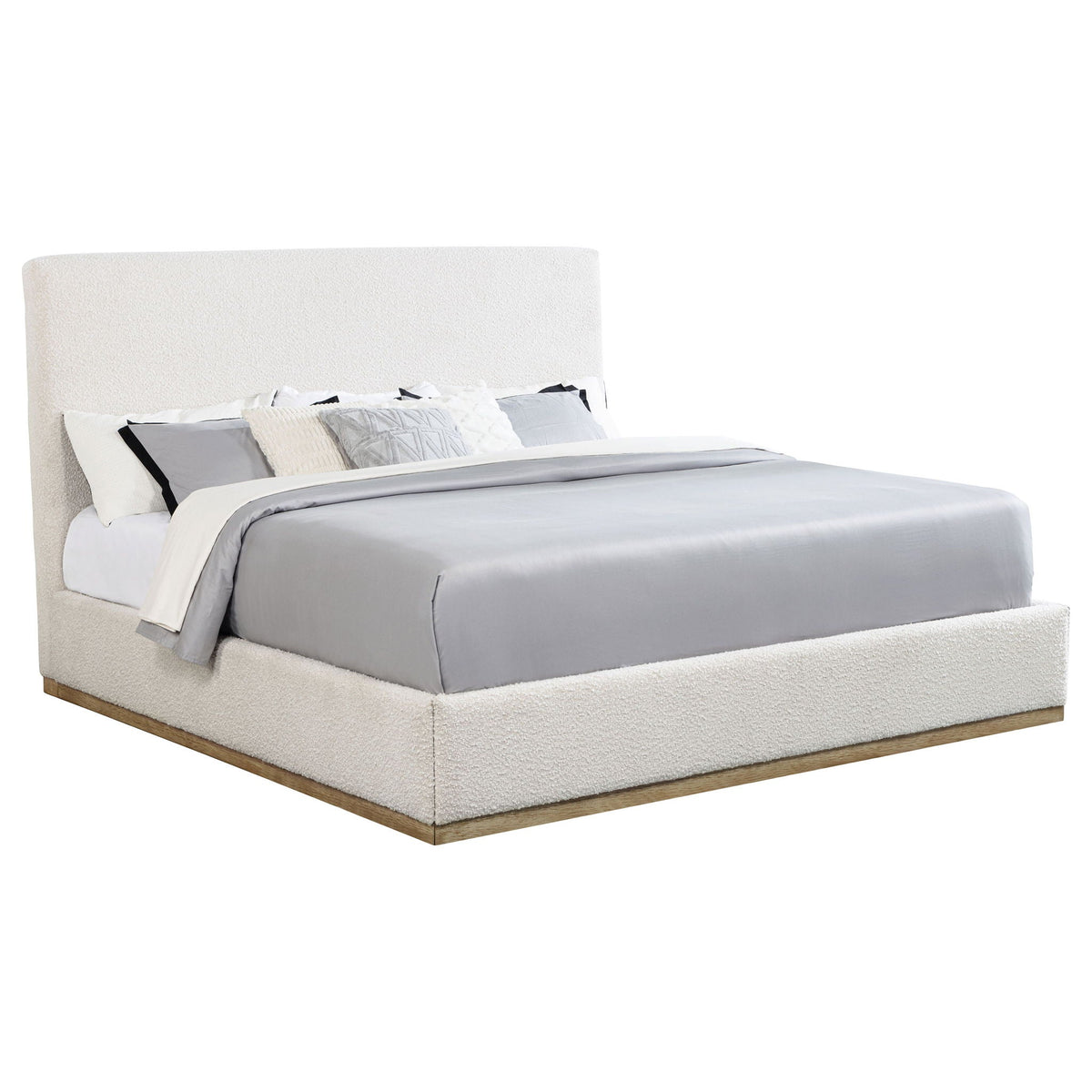 Eastern King Platform Bed with Elevated Headboard - Cream