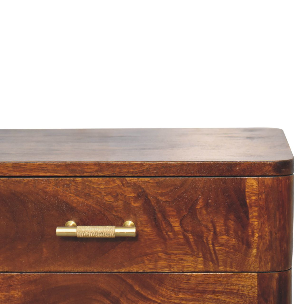 Solid Wood Nightstand with 2 Drawers and Nordic Legs - Chestnut