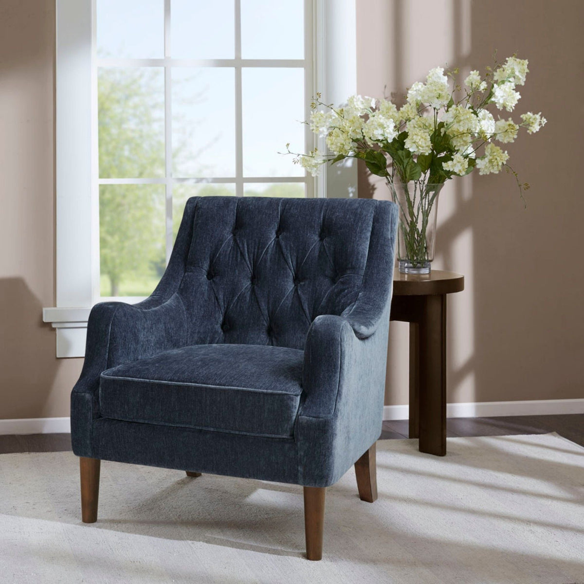 Button Tufted Accent Chair with Removable Cushion - Gray or Blue