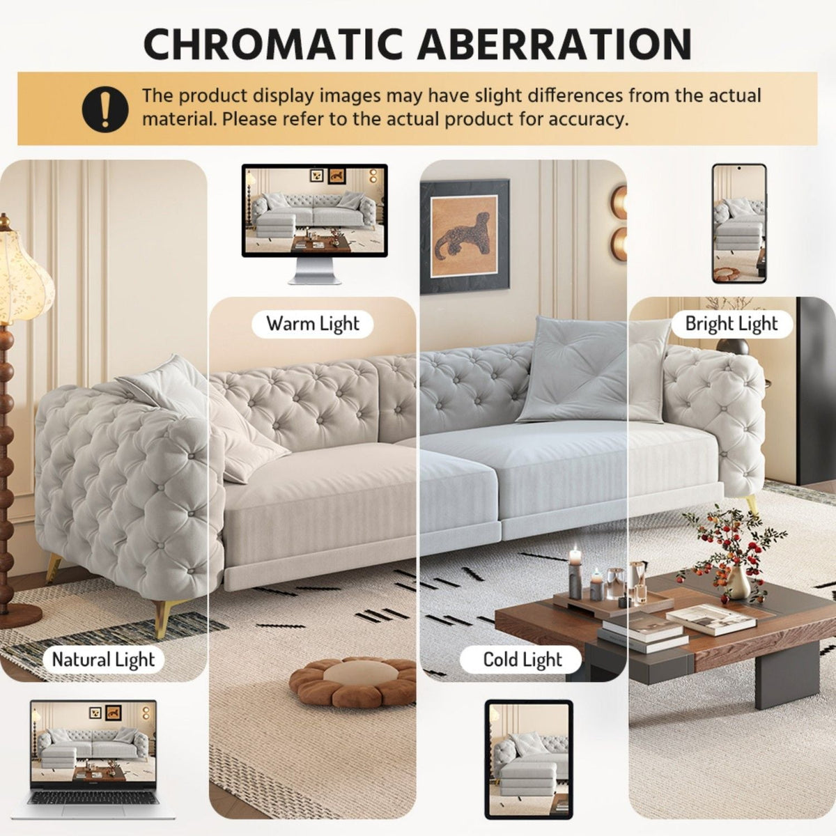 3-In-1 Convertible Sleeper Sofa Set with Deep Seat & Movable Ottoman - White, Beige, Gray
