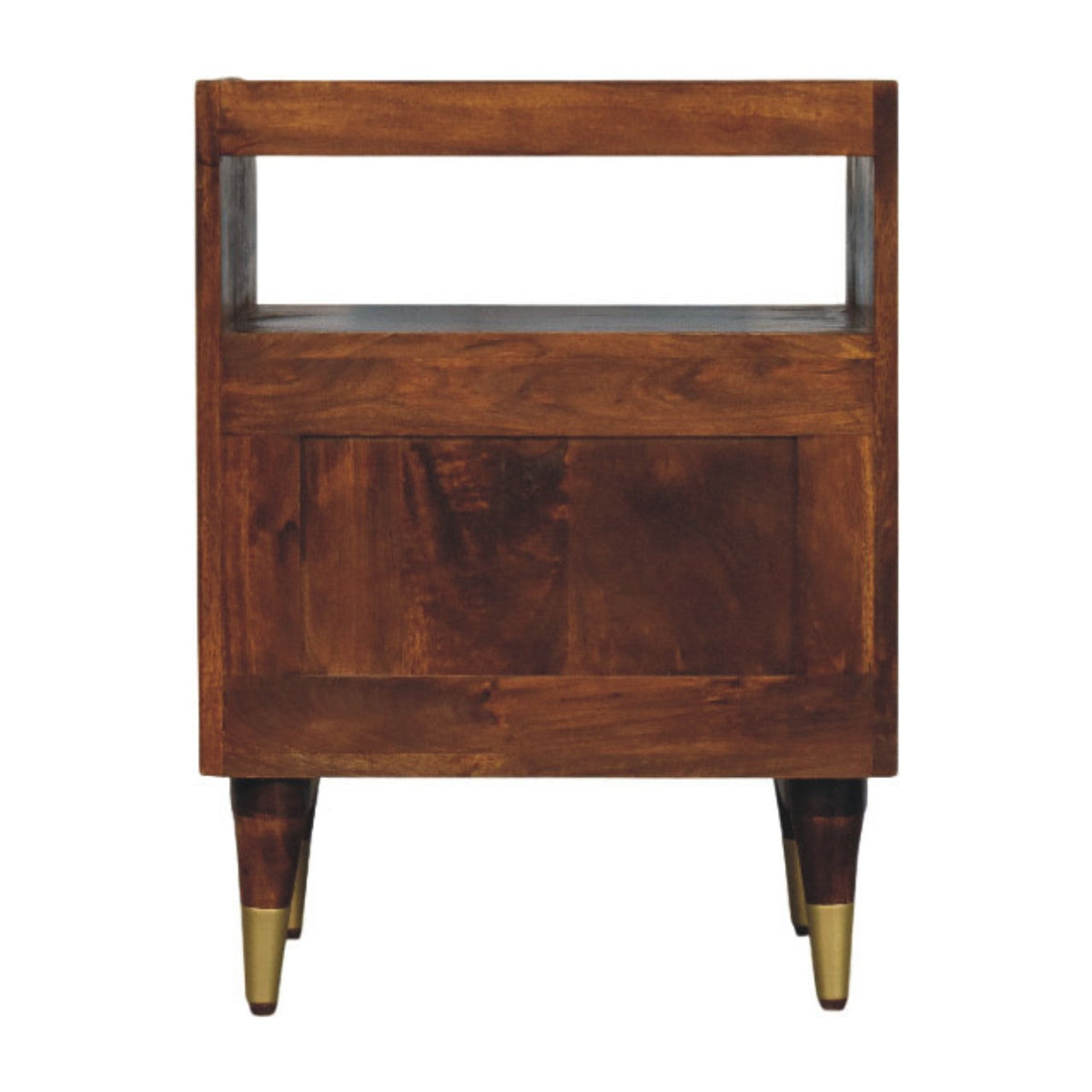 Solid Wood Nightstand with Chestnut Finish - Camden Mango Bedside Table