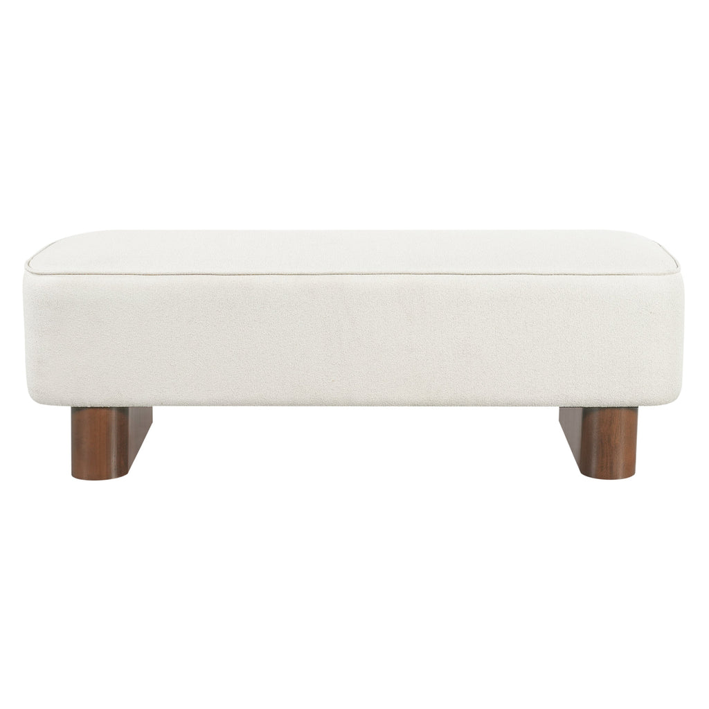 Modern Upholstered Ottoman Bench with Thick Padding - Warm Beige