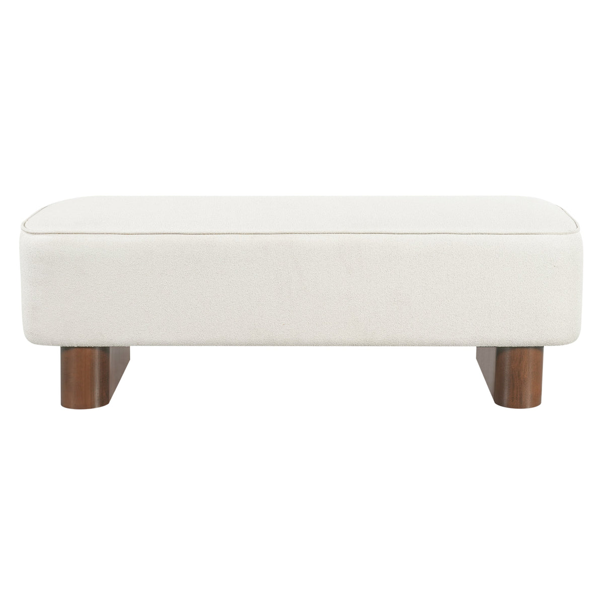 Modern Upholstered Ottoman Bench with Thick Padding - Warm Beige