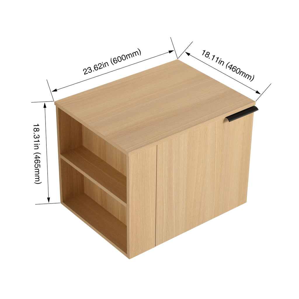 Modern Bathroom Vanity with Side Storage - Light Brown or White