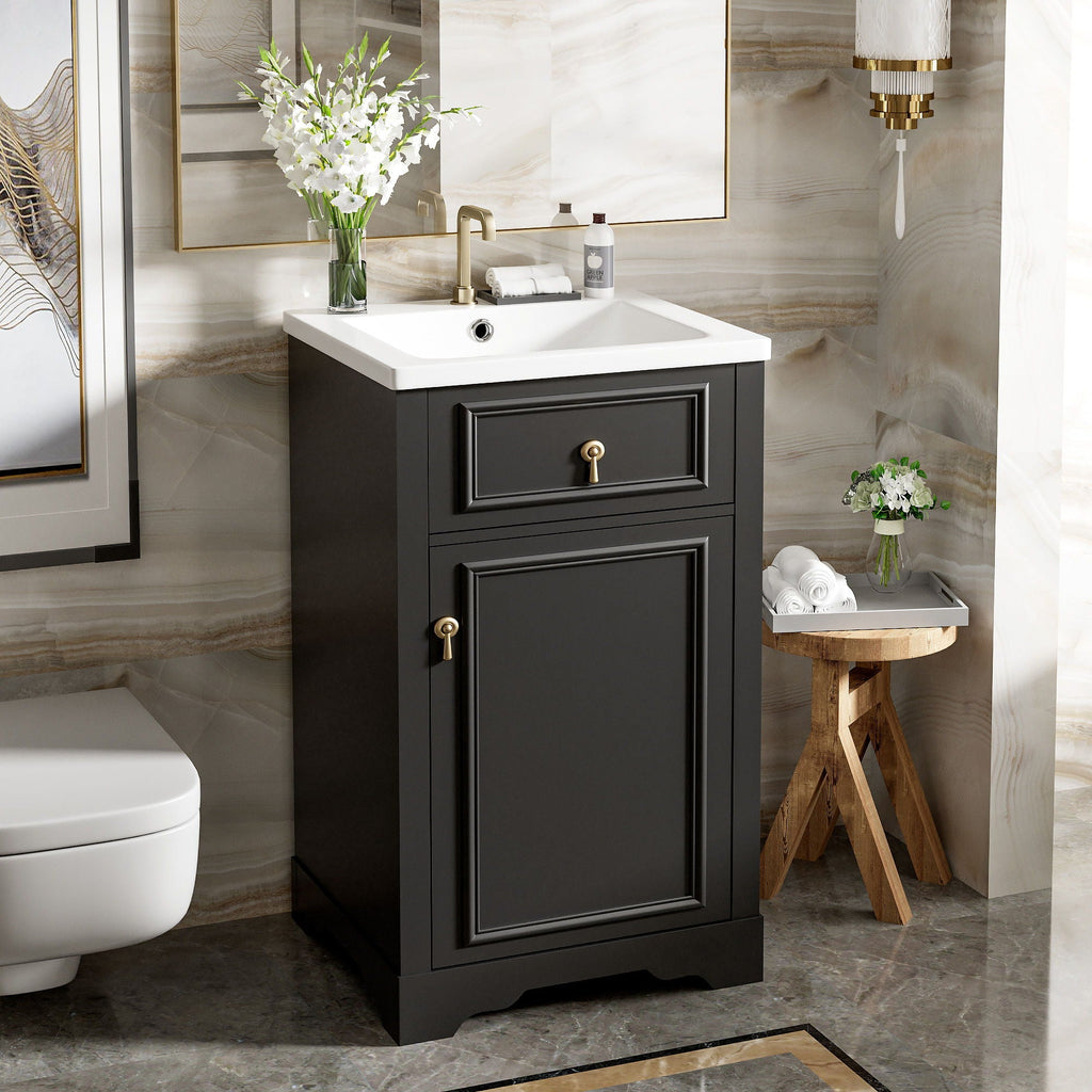 Elegant Bathroom Vanity with Ceramic Sink and Soft-Close Door - Multiple Colors