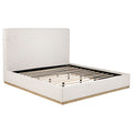Eastern King Platform Bed with Elevated Headboard - Cream