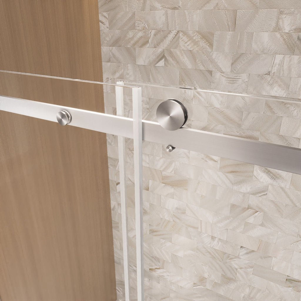 Frameless Single Sliding Shower Door with Square Tube Track - Gray