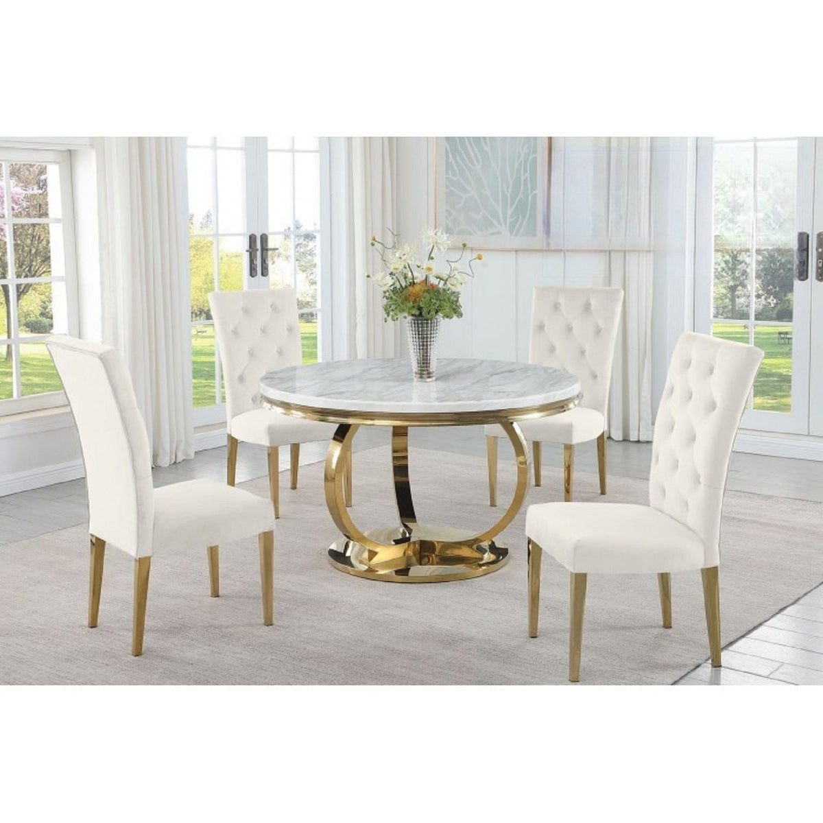 Modern Upholstered Dining Chair Set with Tufted Back - Multiple Colors