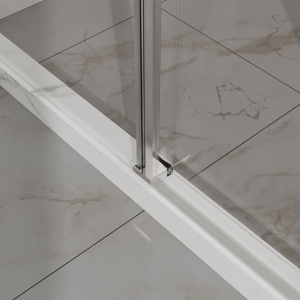Frameless Tub Sliding Shower Door with Easy Clean Coating - Black or Pearl Silver