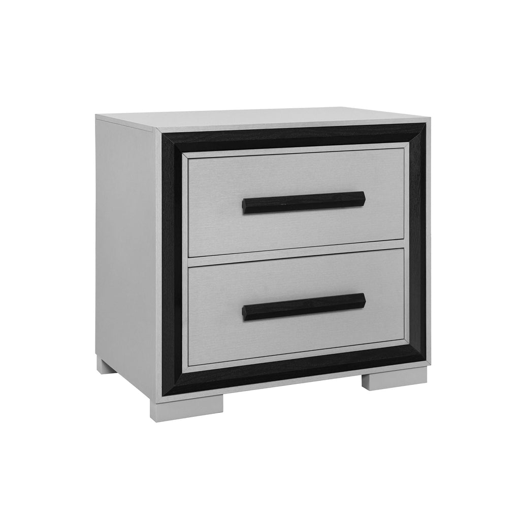 Gray Nightstand with Spacious Storage - Sleek Modern Finish