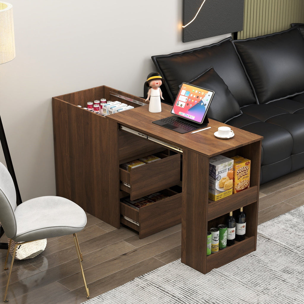 Computer Desk with Drawers, Modern Corner Home Office Storage