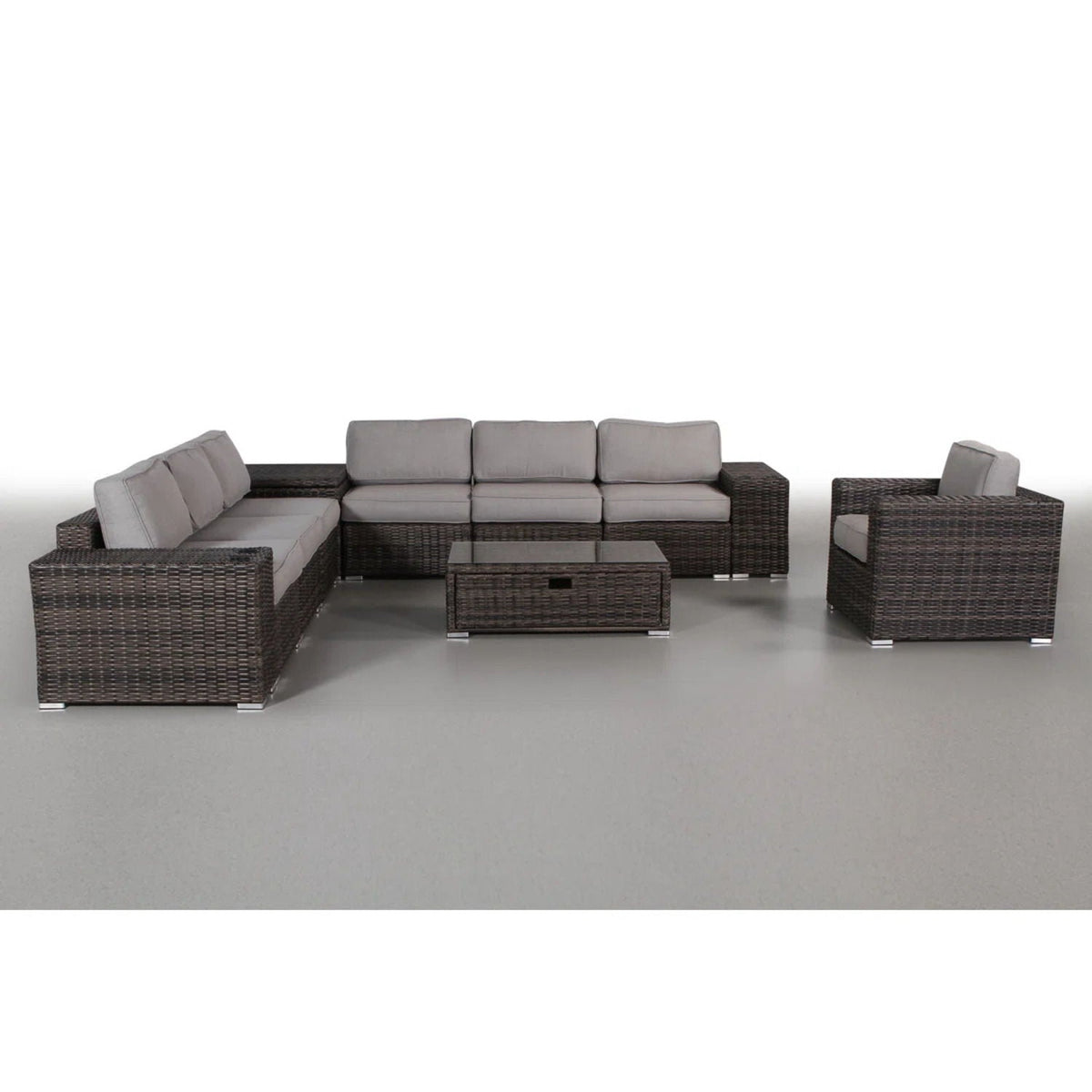 Modern Patio Rattan Sectional Set with Cushions - Multiple Set Options