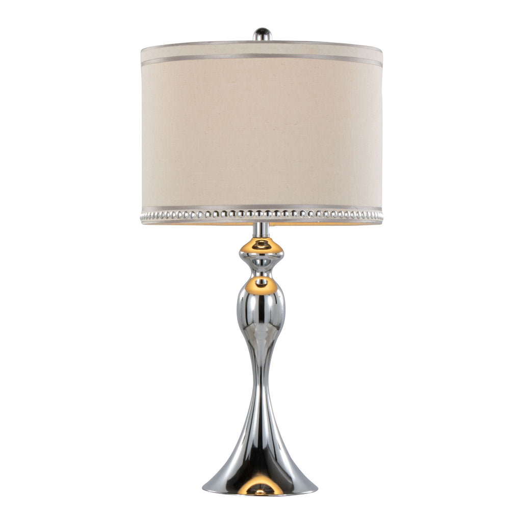 Contemporary Table Lamp Set with Chrome Finish and Cream Shades