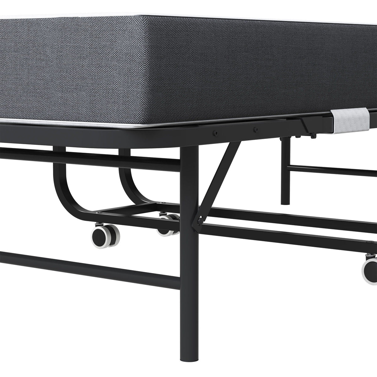 Twin Folding Bed with Adjustable Headboard – Memory Foam, Heavy-Duty Frame, Black