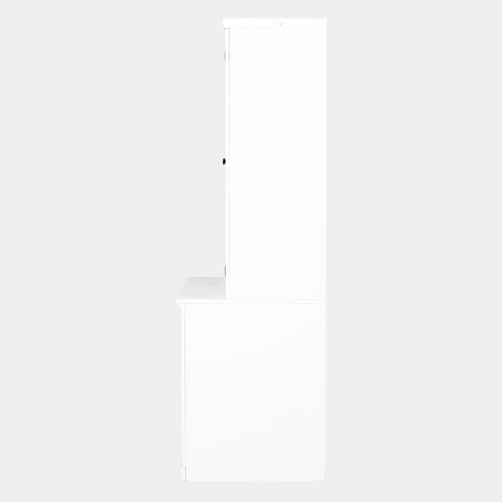 Retro Style Hutch Cabinet with Glass Door - White