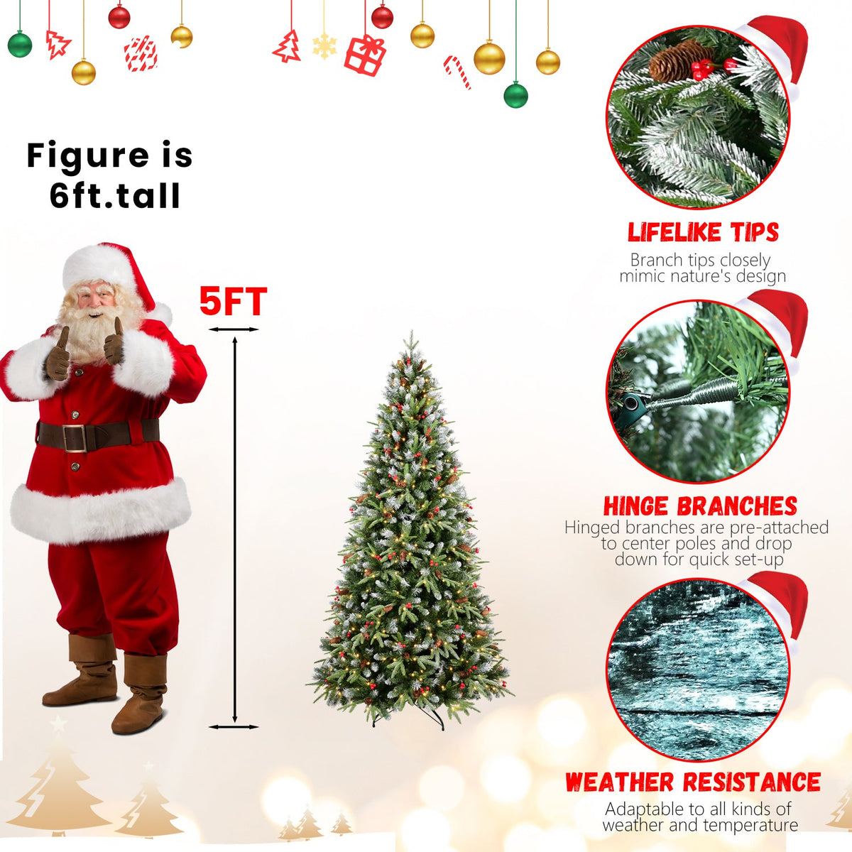 8FT Christmas Tree with 600 Warm Lights - PVC