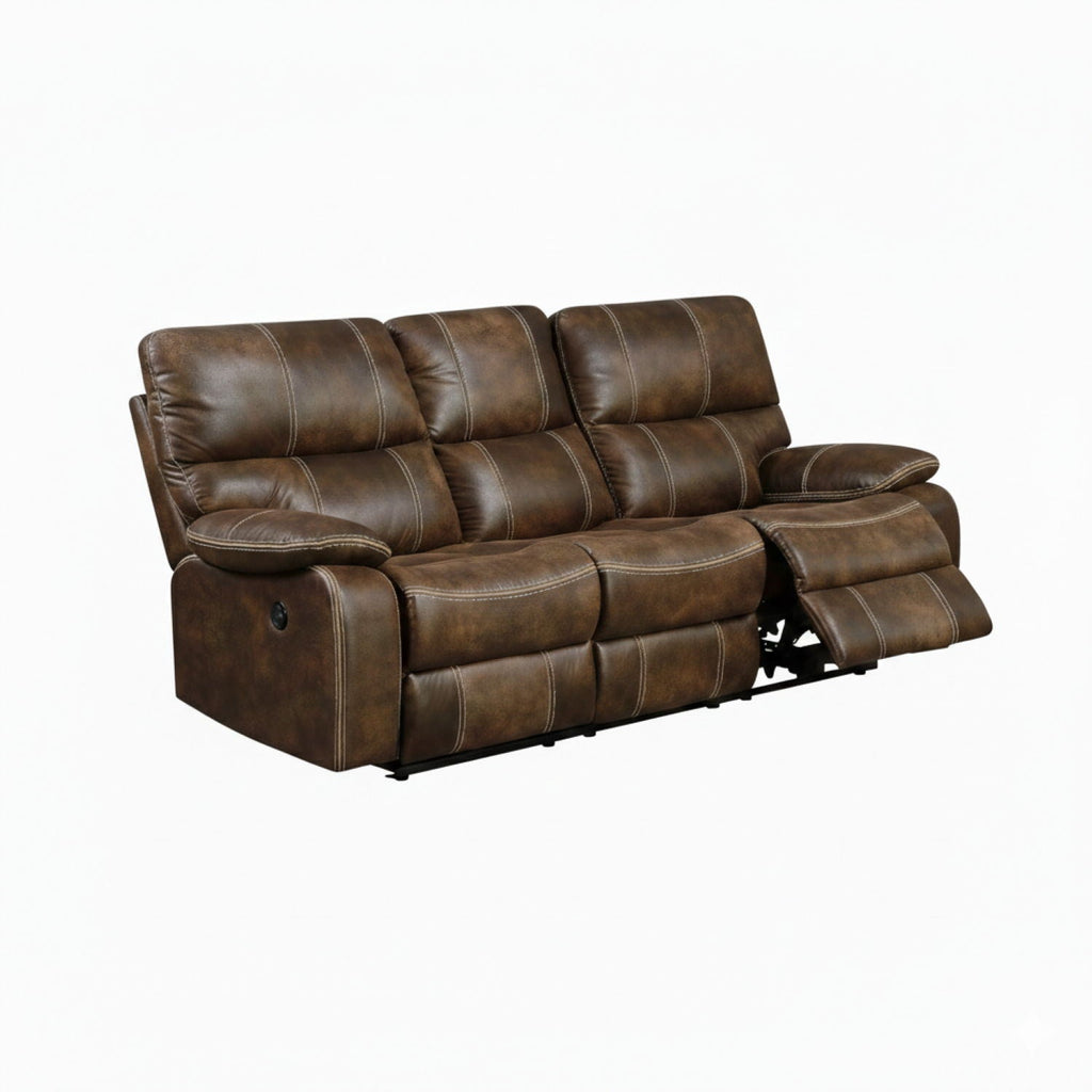 Reclining Sofa With USB Charging, Pocket Coil Seating & Hidden Storage - Brown