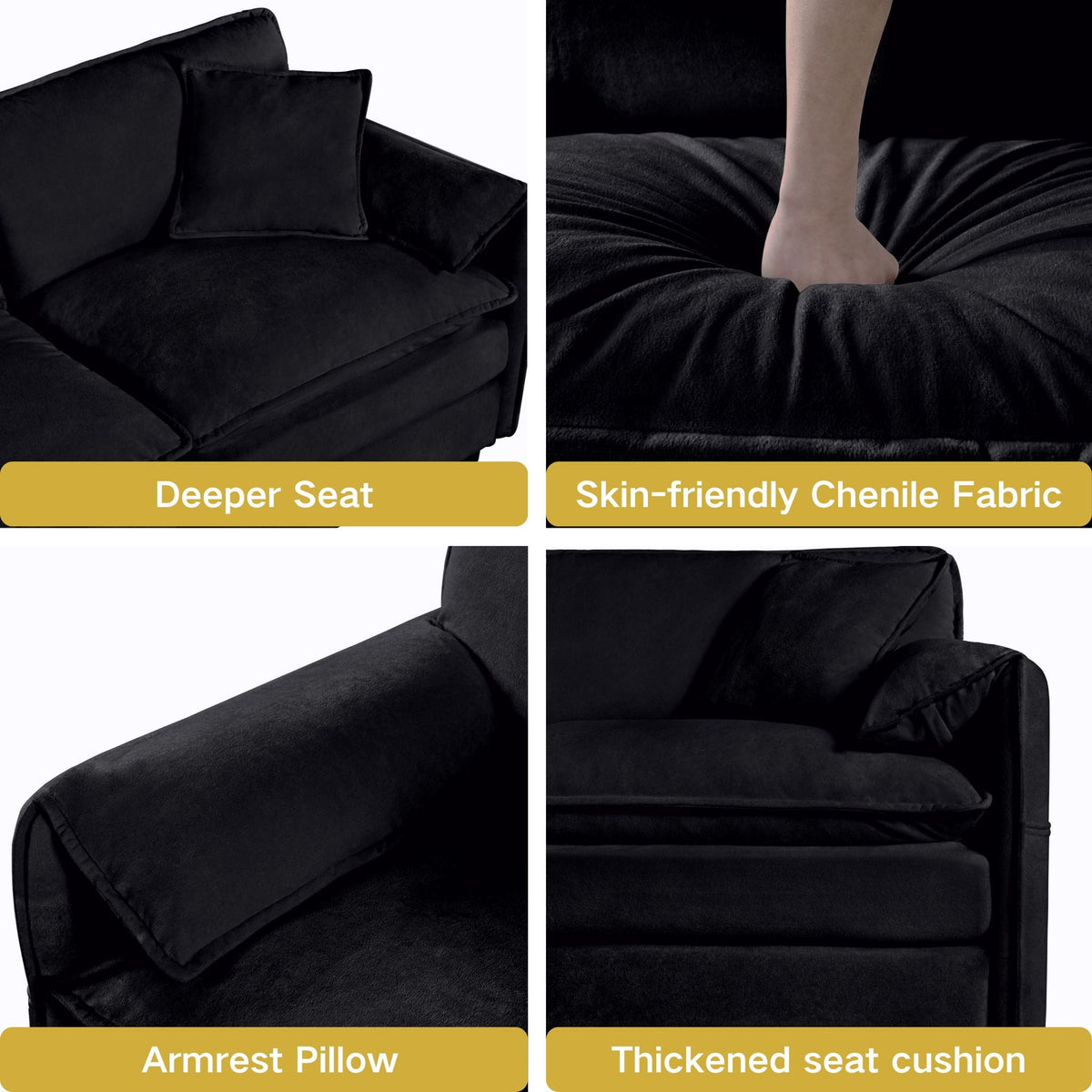 Oversized Chair & Ottoman with Soft Upholstery - Blue or Black