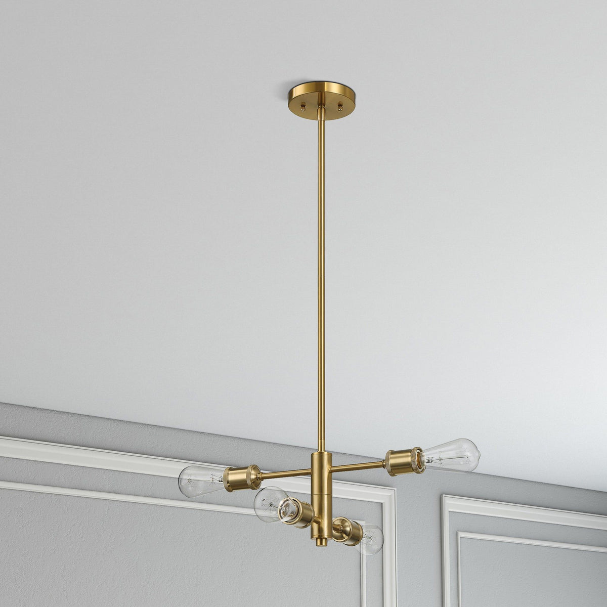 Trellis - 4 Lights Modern Gold Chandelier