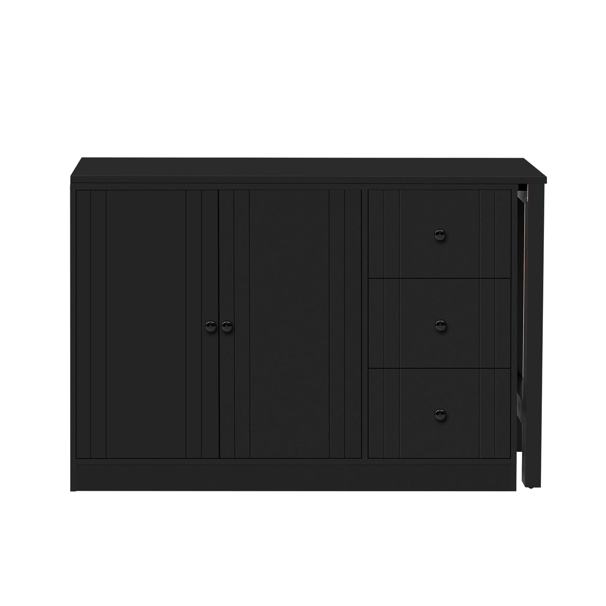 Wooden Sideboard with Extendable Table - Black, White, or Black+Natural