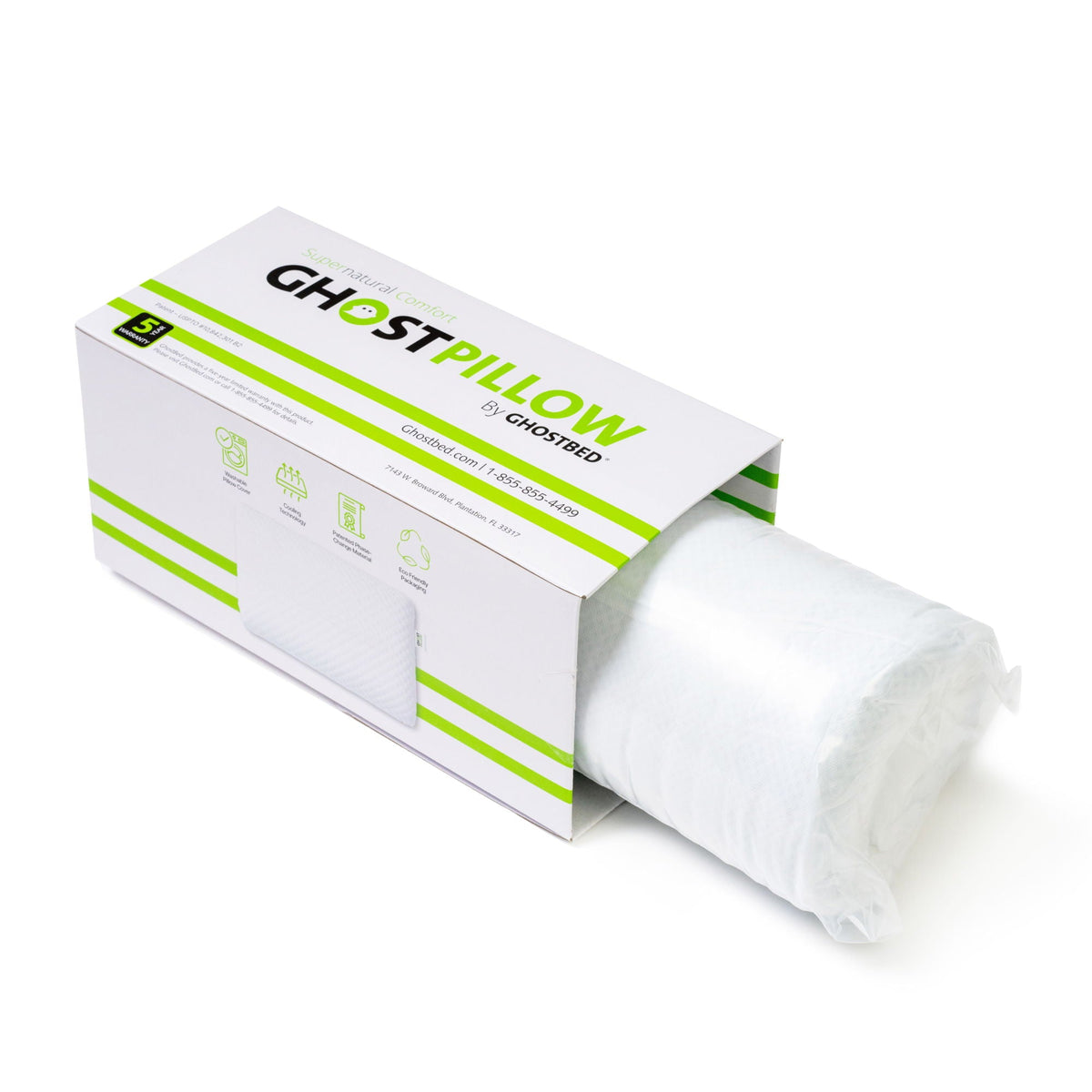 Gel Memory Foam Cooling Bed Pillow with Phase Change Technology - White