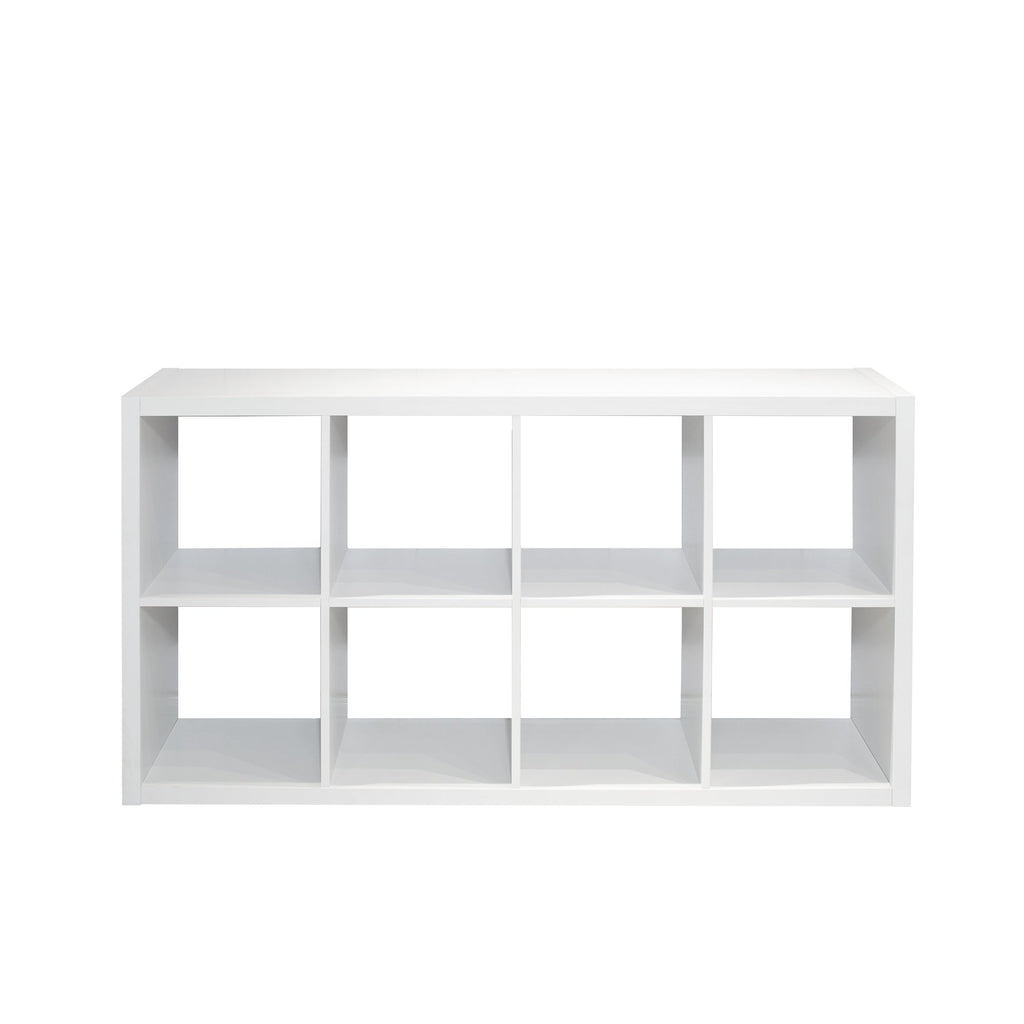 Smart Cube 8-Cube Organizer Storage with Opened Back Shelves 2 X 4 Cube Bookcase Book Shleves for Home Office (White)