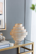 Tiered Geometric Glass Vase with Amber Luster Finish - Multicolor