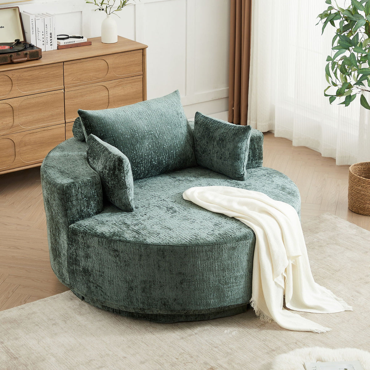 Swivel Sleeper Chair with Supportive Pillow and 360° Base - Multiple Colors
