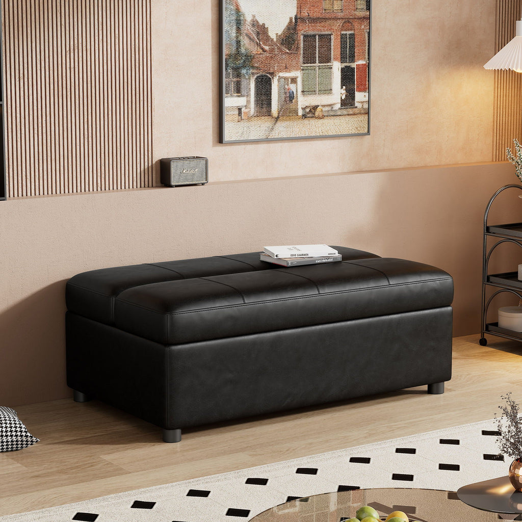 Twin Size Folding Ottoman Sleeper Bed with Mattress - Light Brown, Black, Dark Gray, White