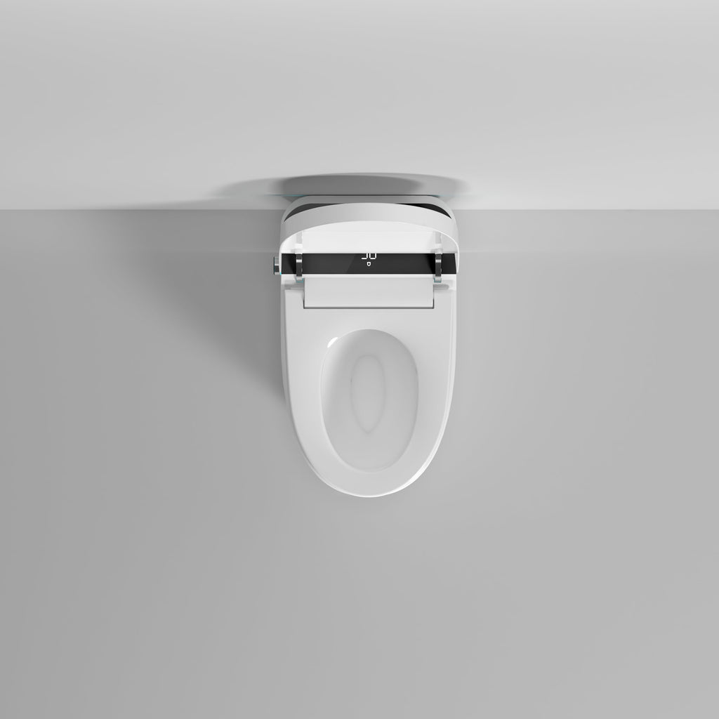 Modern Smart Toilet with Bidet Seat and Auto Functions - White