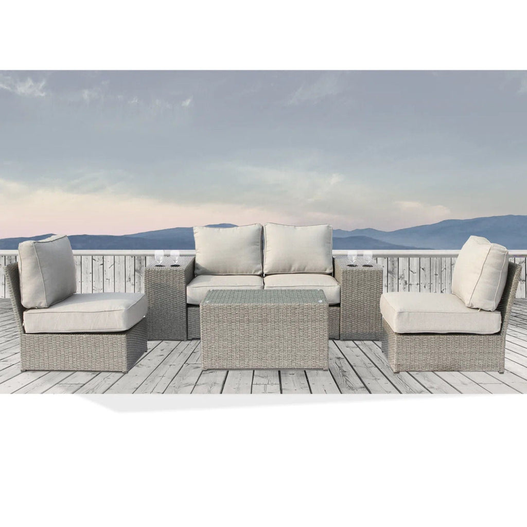 Modular Wicker Patio Seating Group with Cushions - Gray or Dark Brown