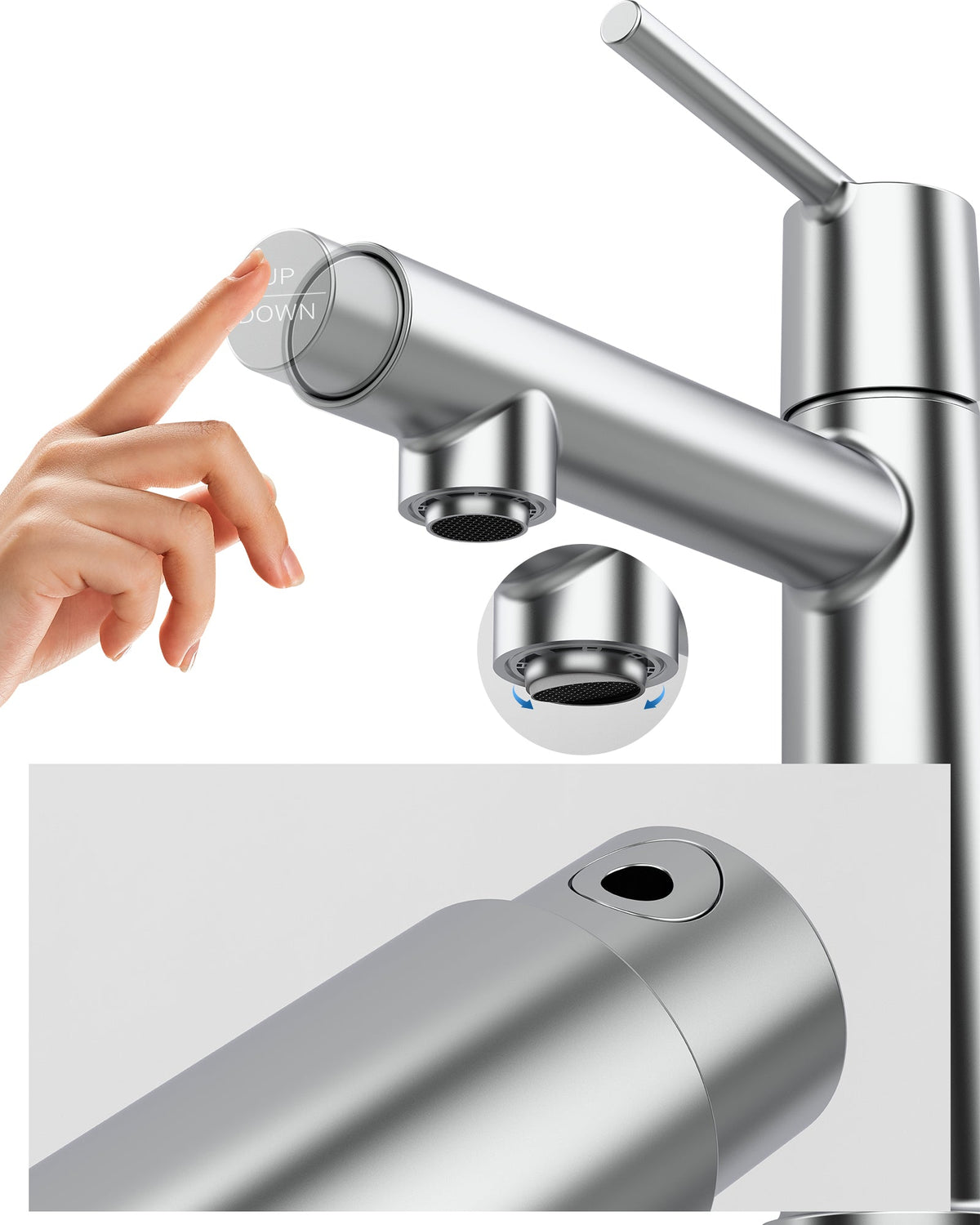 Chrome Single Handle Bathroom Faucet with Dual-Function - Polished Chrome