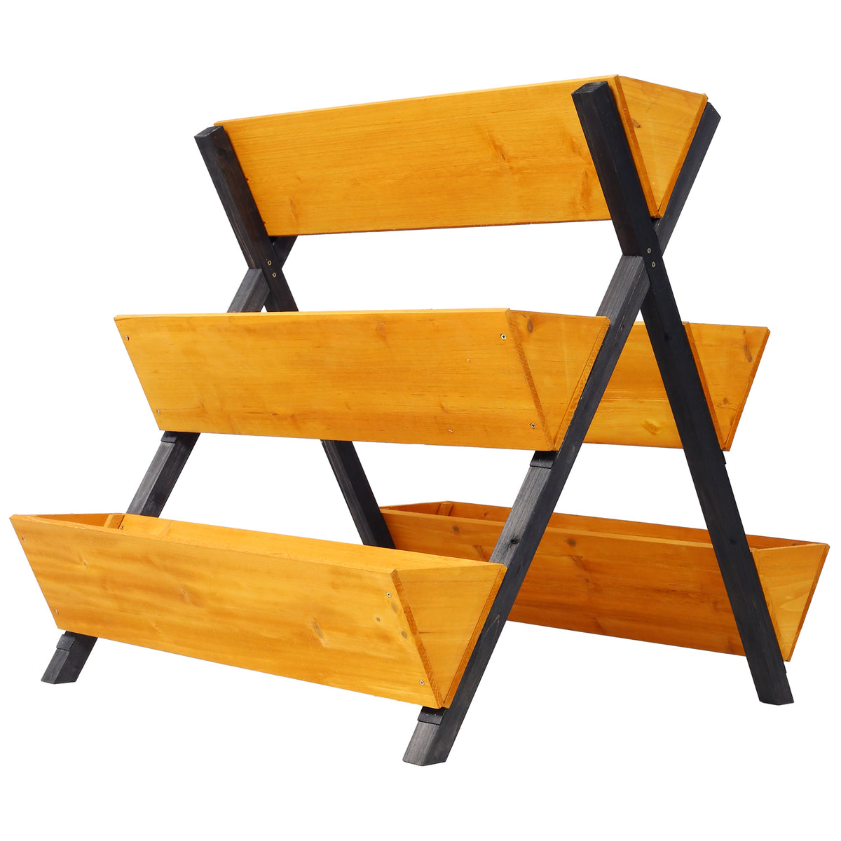 3-Tier Wooden Vertical Raised Garden Bed with Legs - Natural Fir