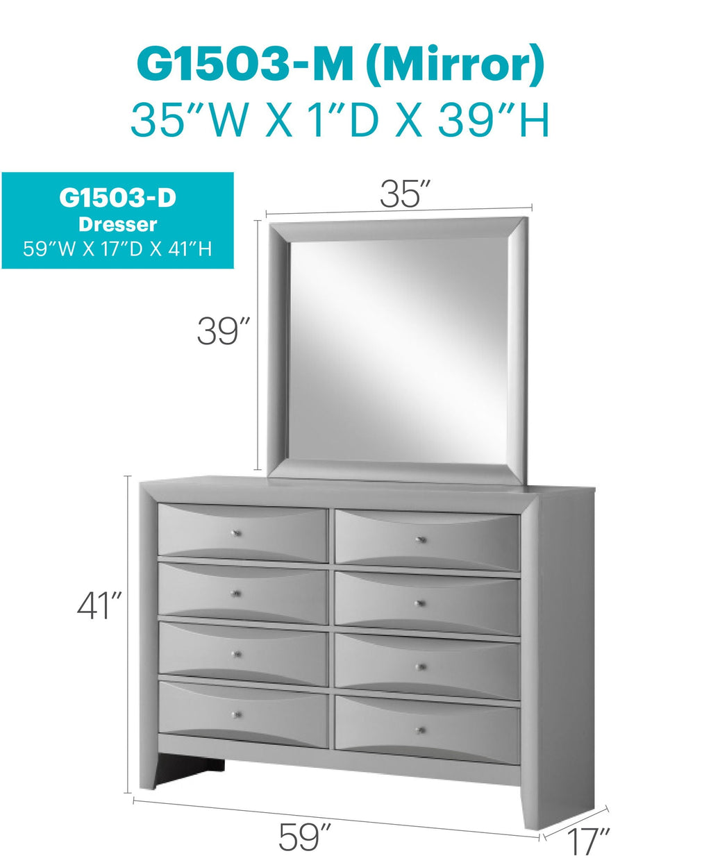 Marilla Dresser with Molded Resin Drawer Fronts - Multiple Colors