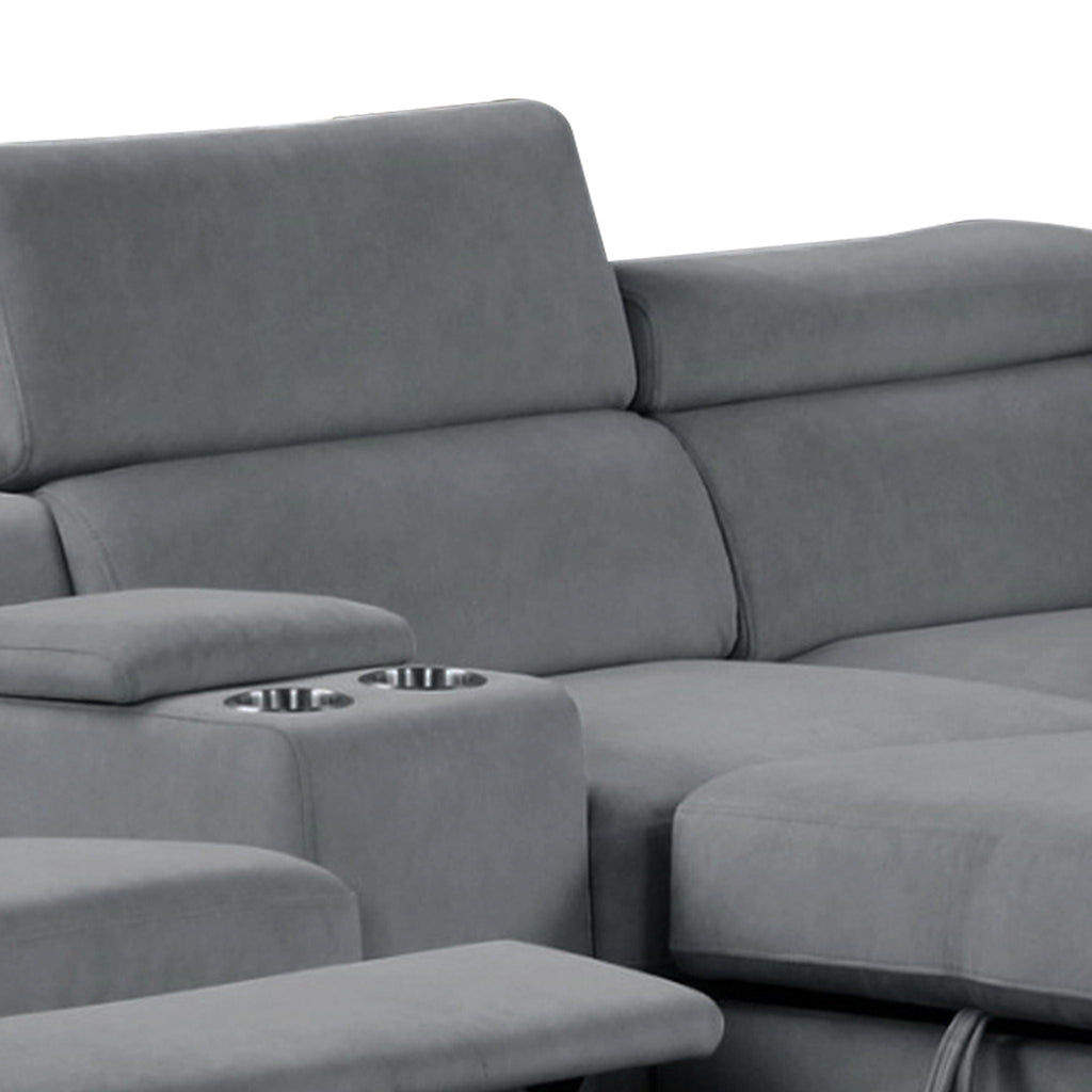 Power Recliner Sleeper Sectional with Adjustable Headrest and Storage - Dark Gray or Beige