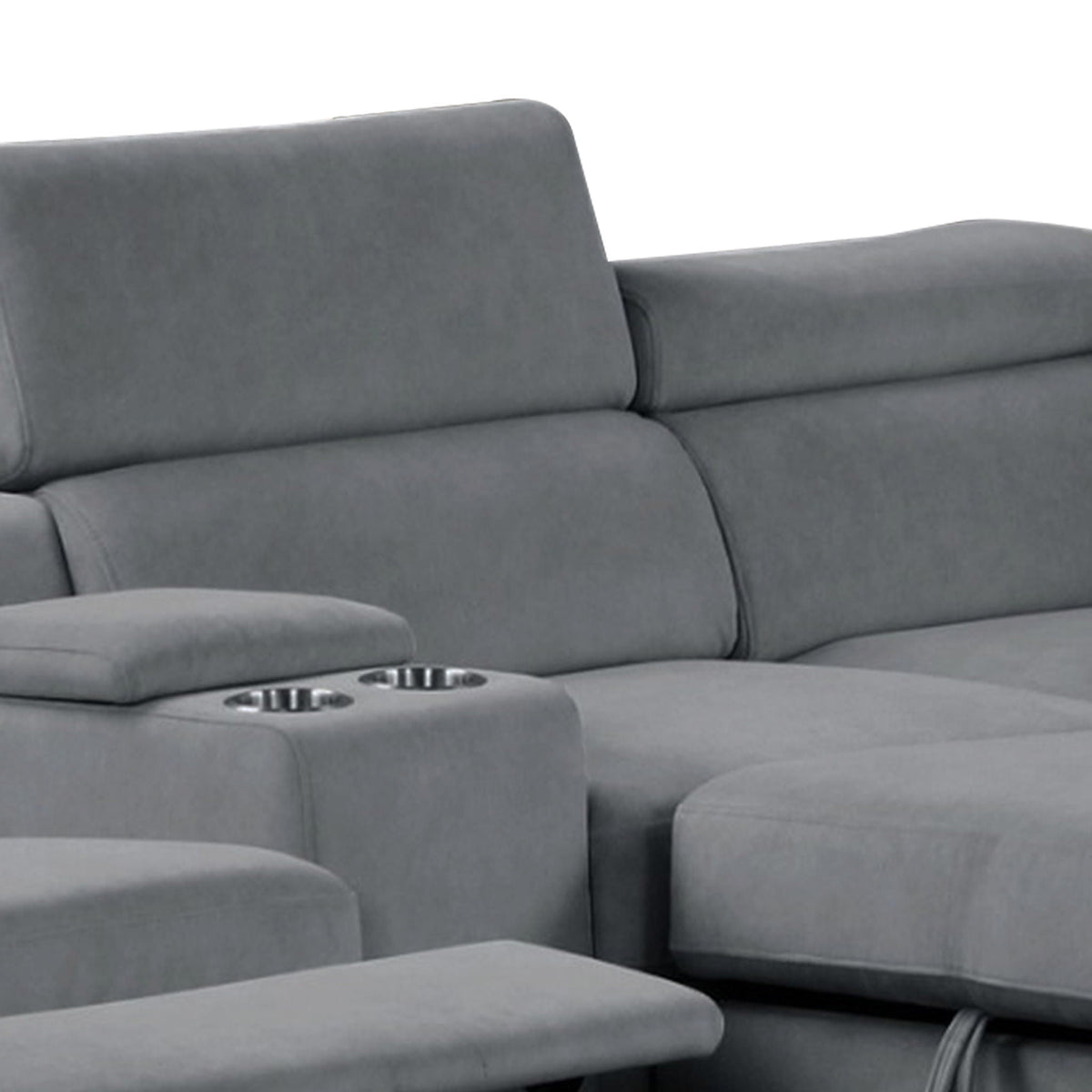 Power Recliner Sleeper Sectional with Adjustable Headrest and Storage - Dark Gray or Beige