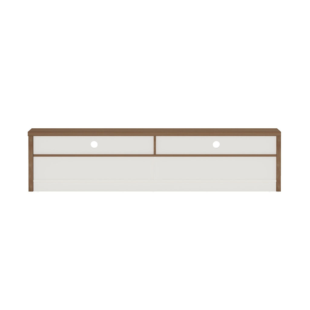Modern 70" TV Stand with Full Extension Drawers - White or Light Brown