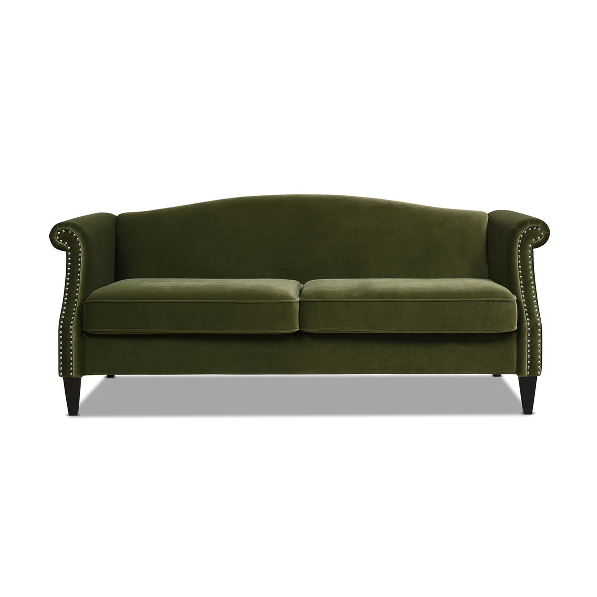 Green Camel Back Small Space Sofa with Performance Upholstery
