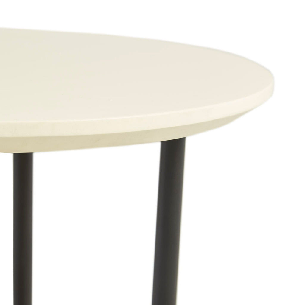 Oval End Table with Lower Shelf - White / Natural