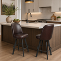 Upholstered Swivel Bar Stools Set of 2 with Metal Frame - Charcoal