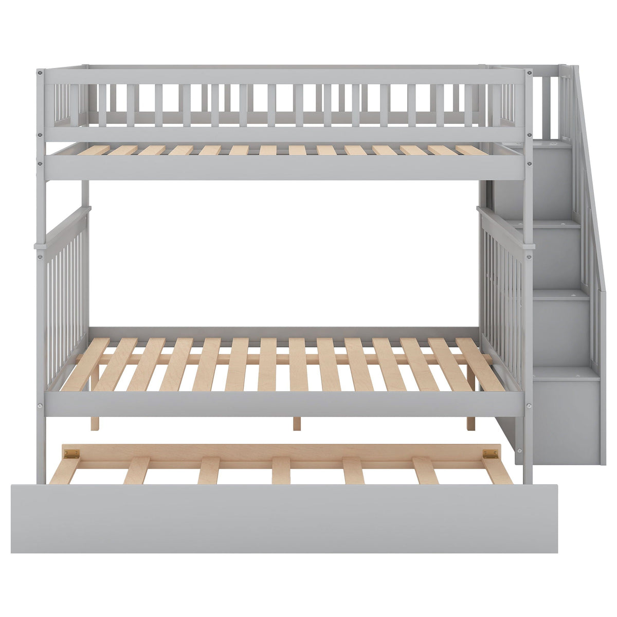 Bunk Bed with Staircase and Storage Options - Dark Gray or White