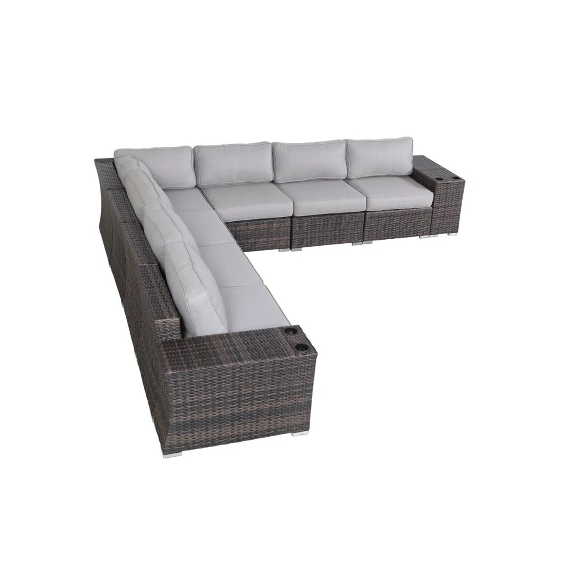Rattan Sectional Sofa Set with Cushions - Gray, Dark Brown, or Beige