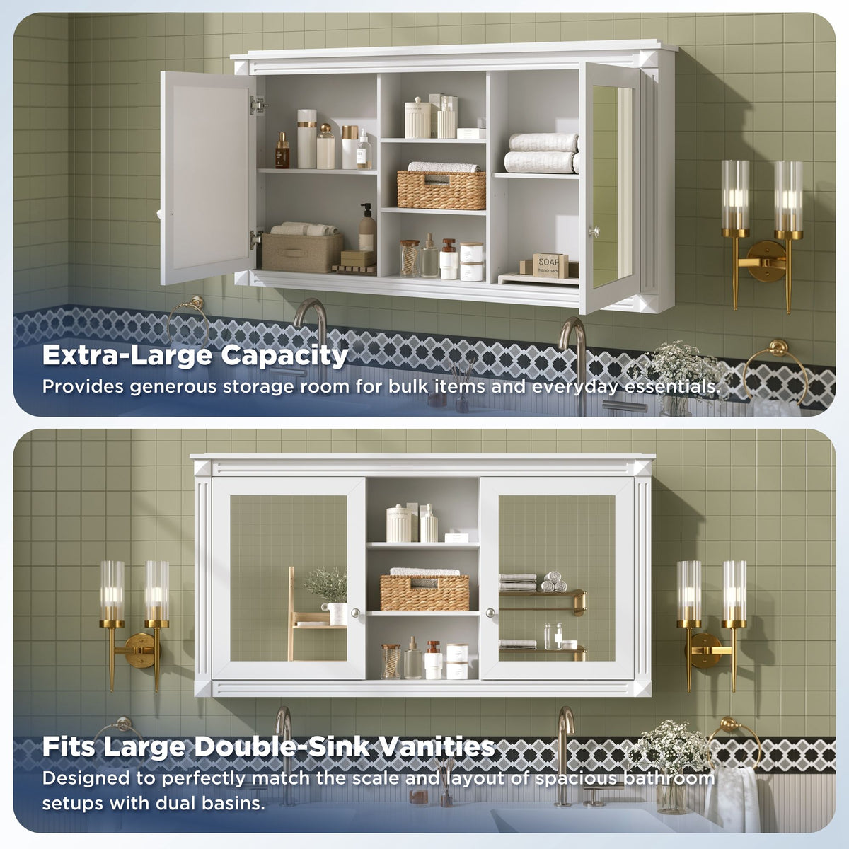 Modern Wall-Mount 2 In 1 Mirror Cabinet